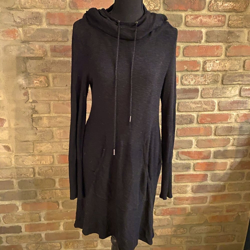 Hooded Black Sweater Dress